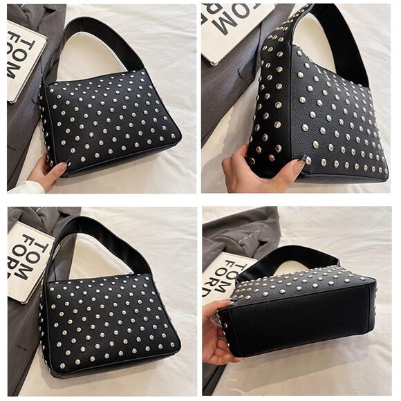 6773 Stylish punk shoulder Bag Clutch bag Y2K PU leather Shell Bag Banquet